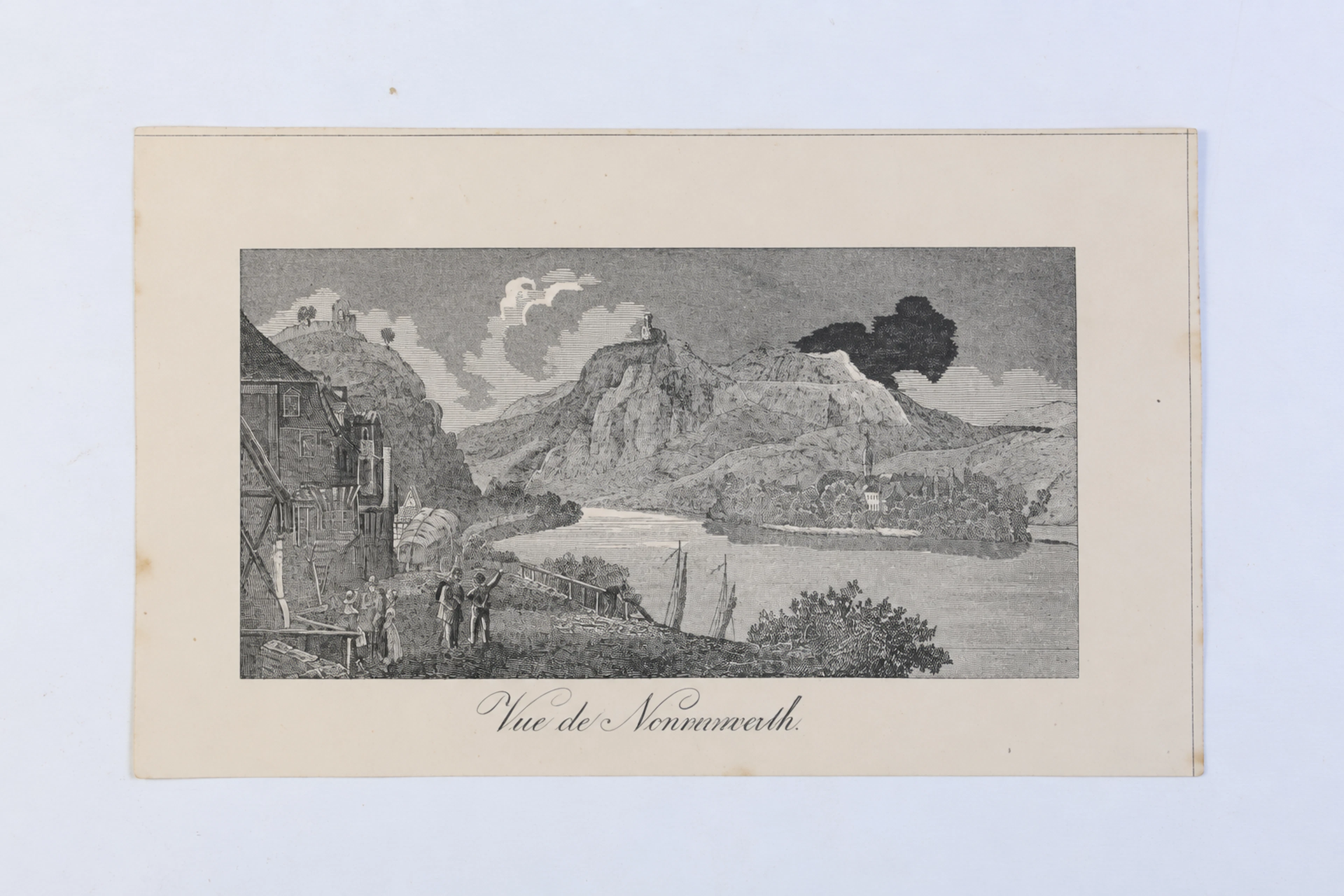 TYSKLAND. NONNENWERTH VID RHEN, ”Vue de Nonnenwerth”, stålstick, omkring