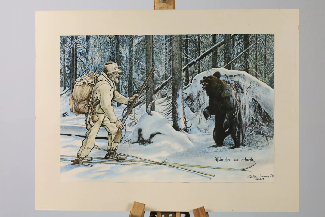 HJALMAR LARSSON (1881–1960). ”AFVBRUTEN WINTERWILA”. FÄRGTRYCK.