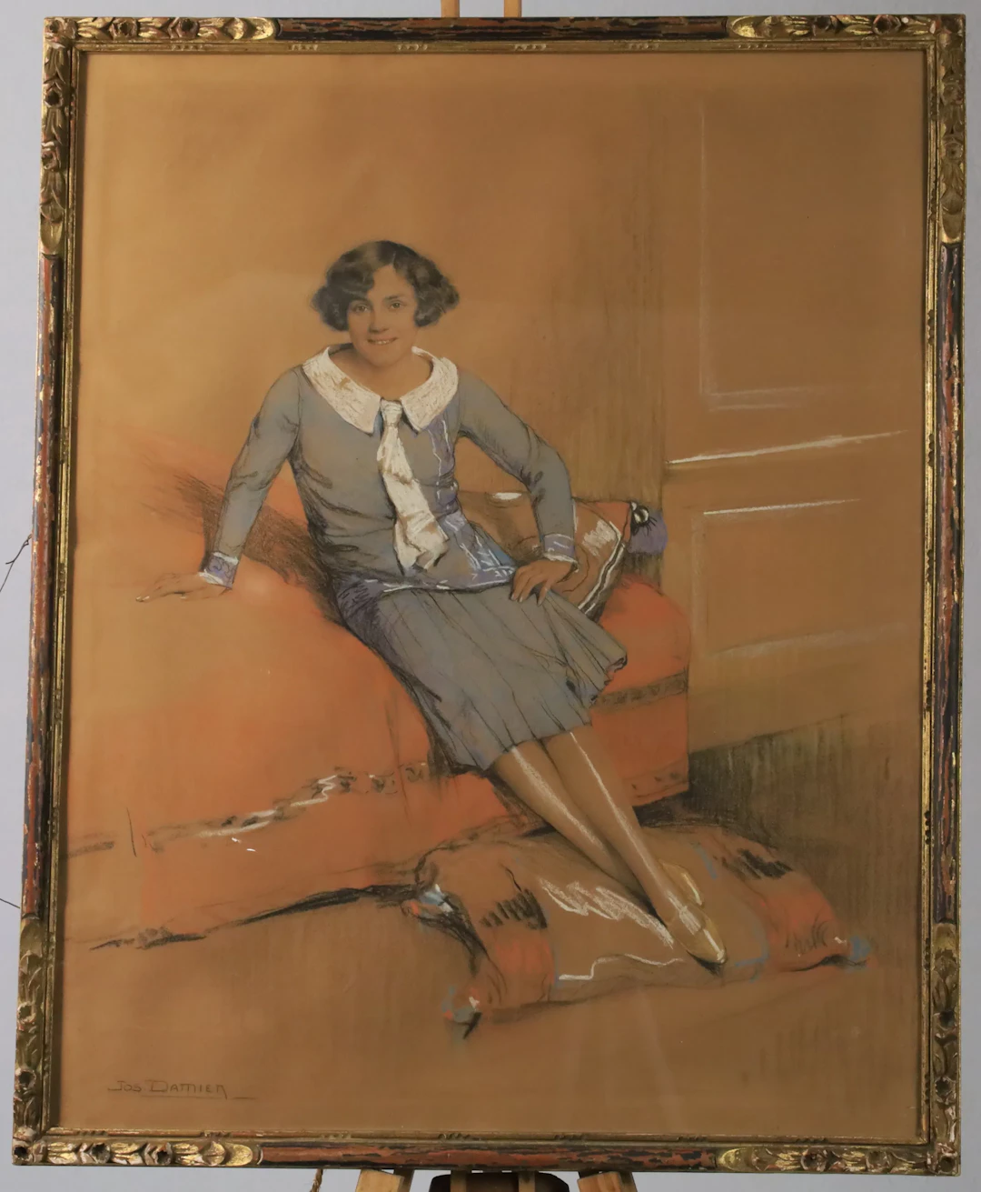 JOS DAMIEN (1879–1973), BELGIEN. Porträtt av elegant kvinna, 1900-talets
