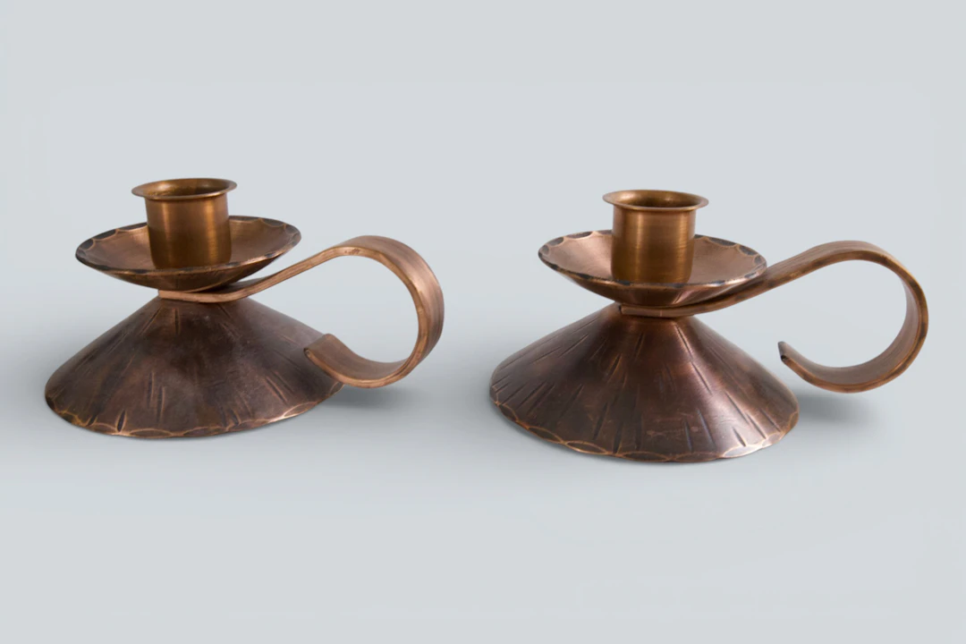 LJUSSTAKAR, 1 par, koppar, Ahrnebergs, Sweden, 1900-talets mitt.