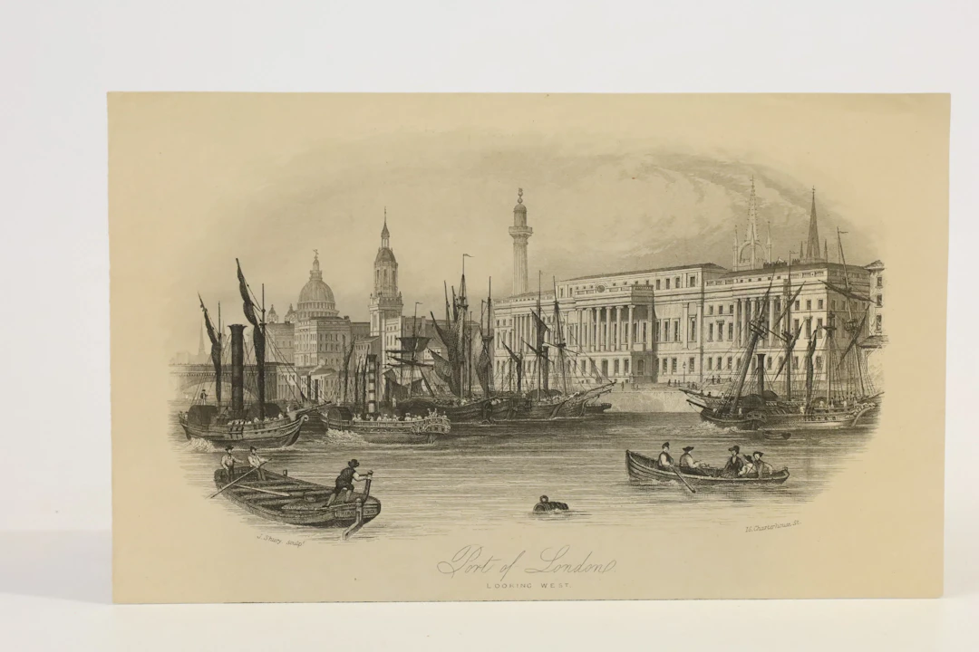 STORBRITANNIEN. JOHN SHURY, ”PORT OF LONDON – LOOKING WEST”, UR HARWOOD’S