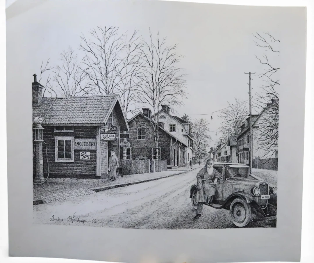 ANDERS BJÖRNHAGER (född 1956), tre Borlängemotiv, tuschteckningar