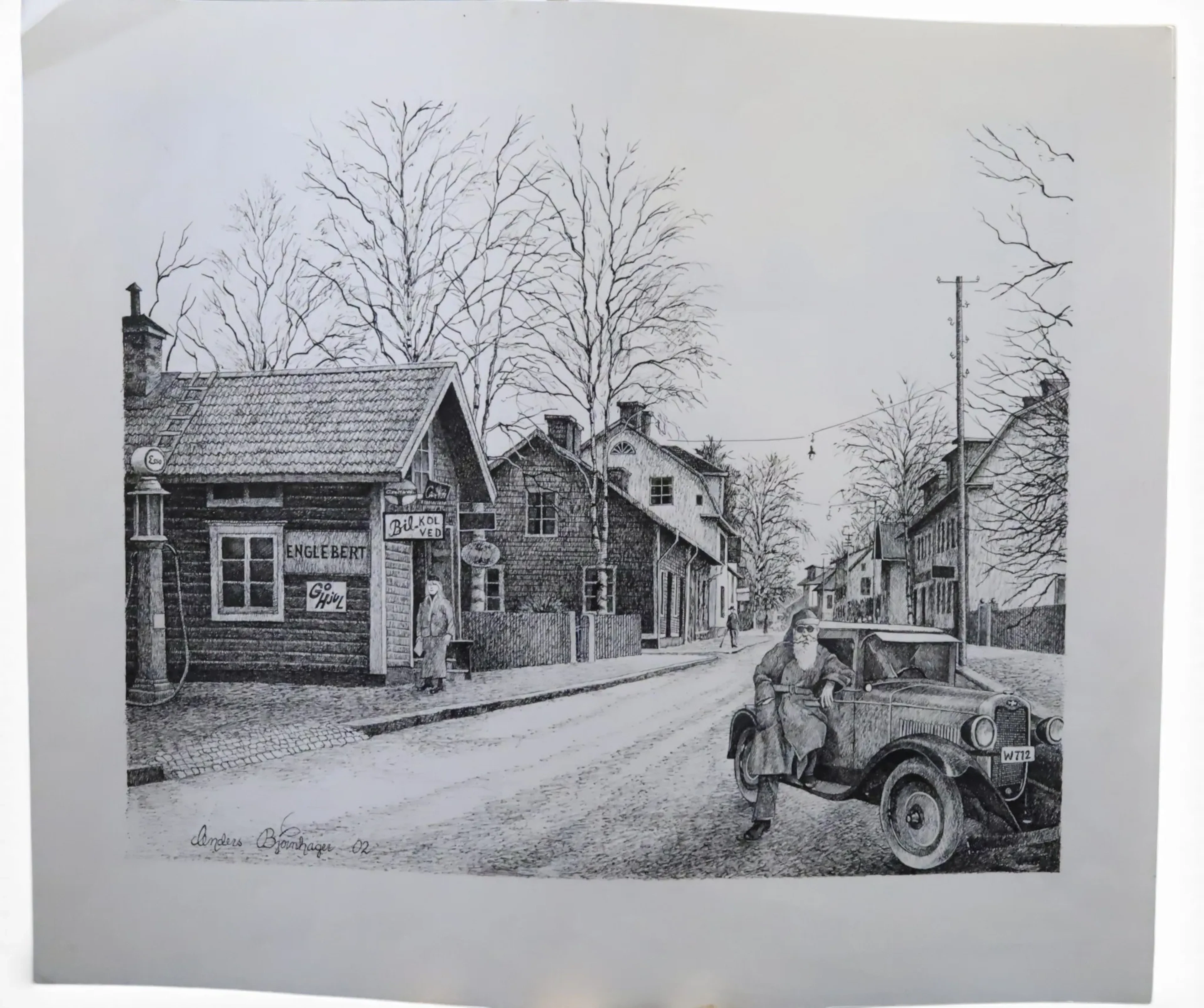 ANDERS BJÖRNHAGER (född 1956), tre Borlängemotiv, tuschteckningar