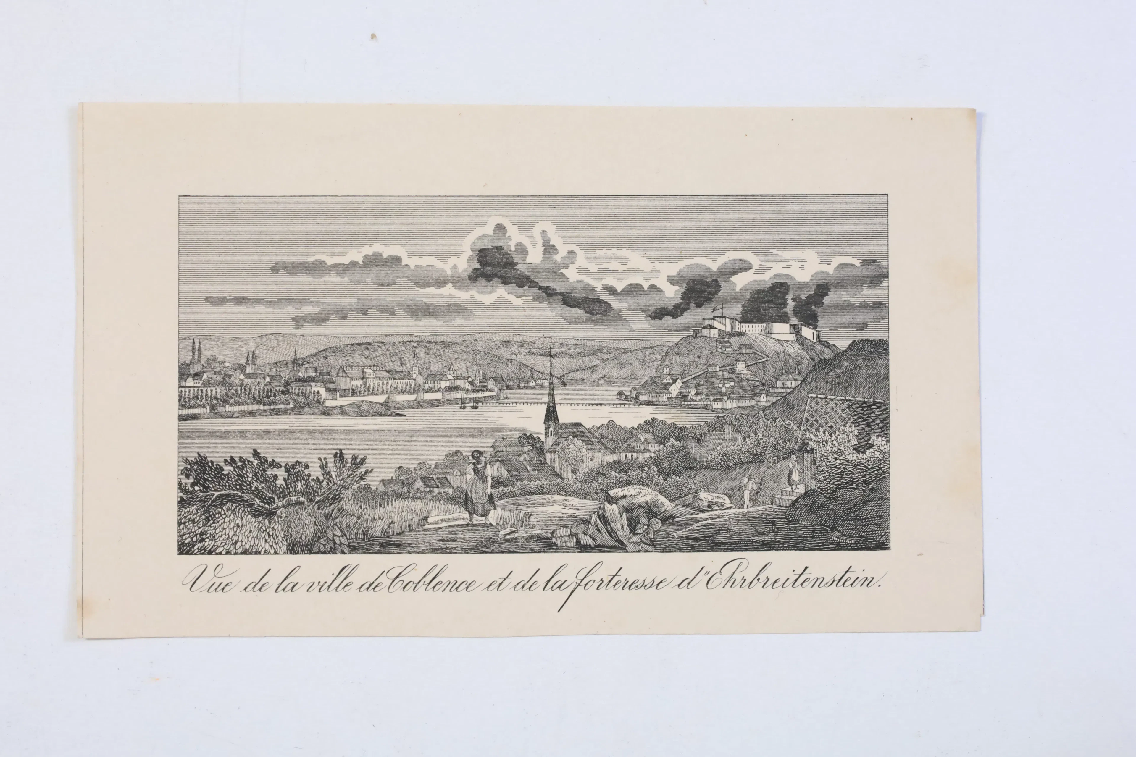 TYSKLAND, KOBLENZ OCH FÄSTNINGEN EHRENBREITSTEIN, TOPOGRAFISKT STICK