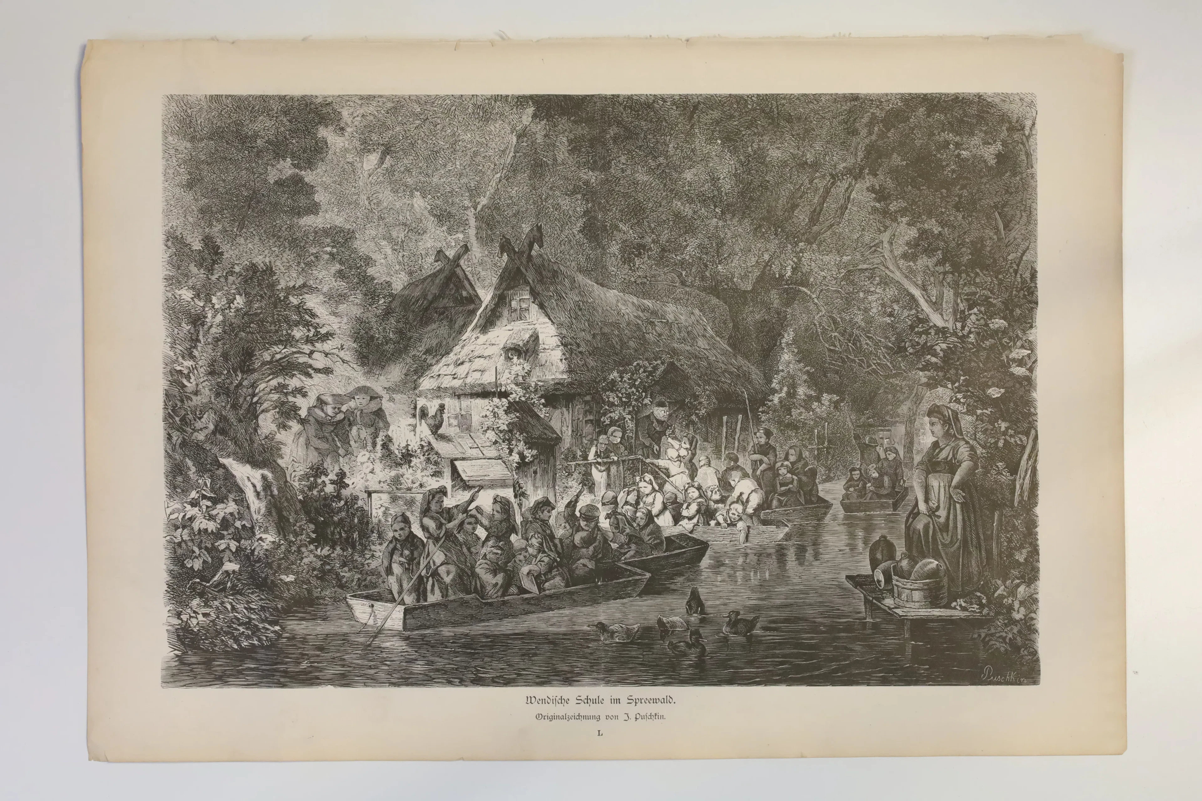 TYSKLAND. J. PUSCHKIN, konstnär, ”Wendische Schule im Spreewald”