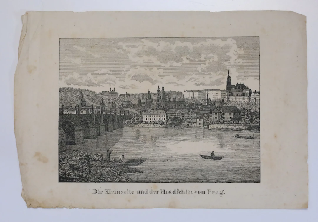 TJECKIEN. ”Die Kleinseite und der Hradschin von Prag”, stadsutsikt