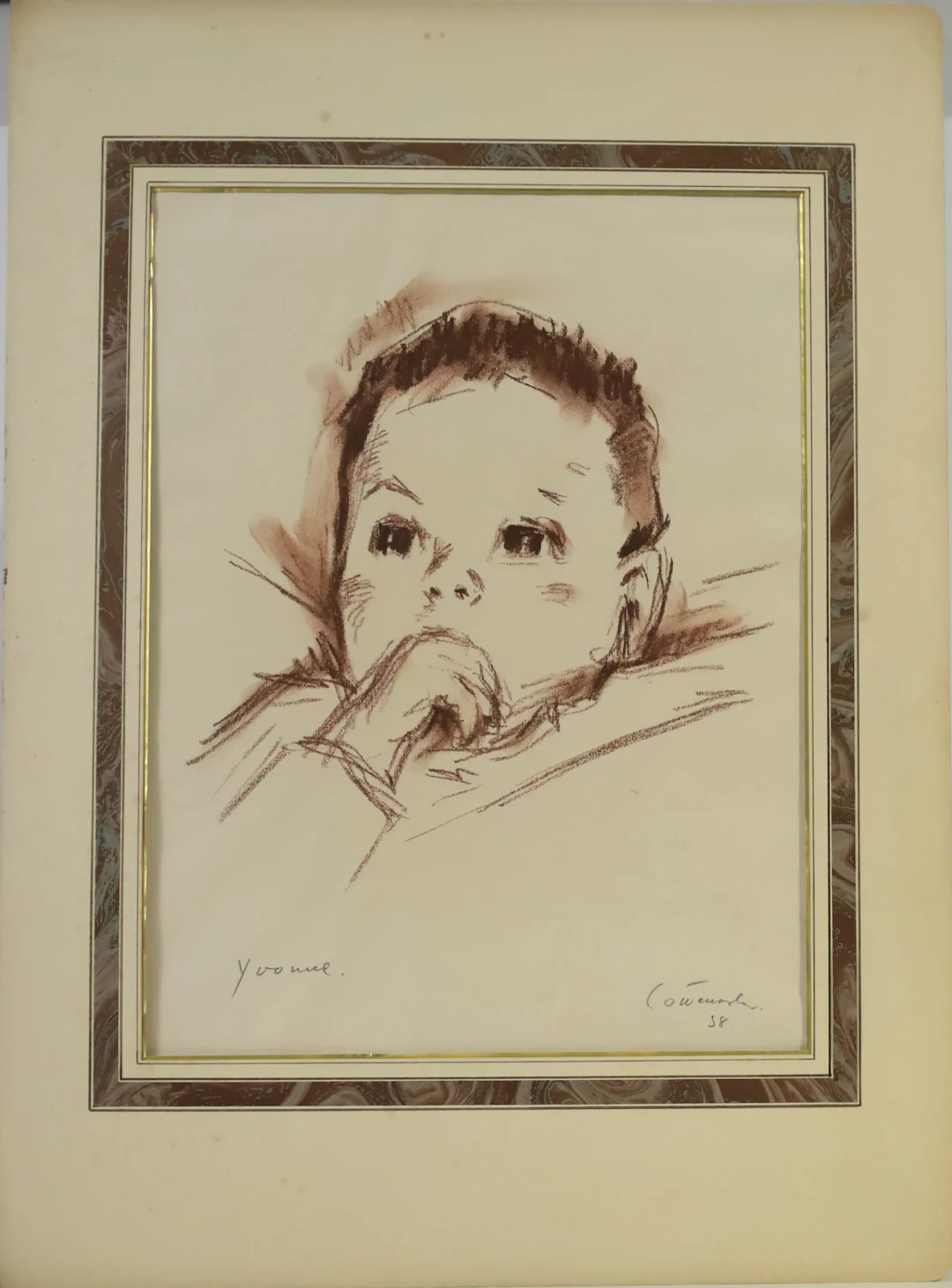 KJELL LÖWENADLER. (1905-1993). porträtt blandteknik på papper, signerad