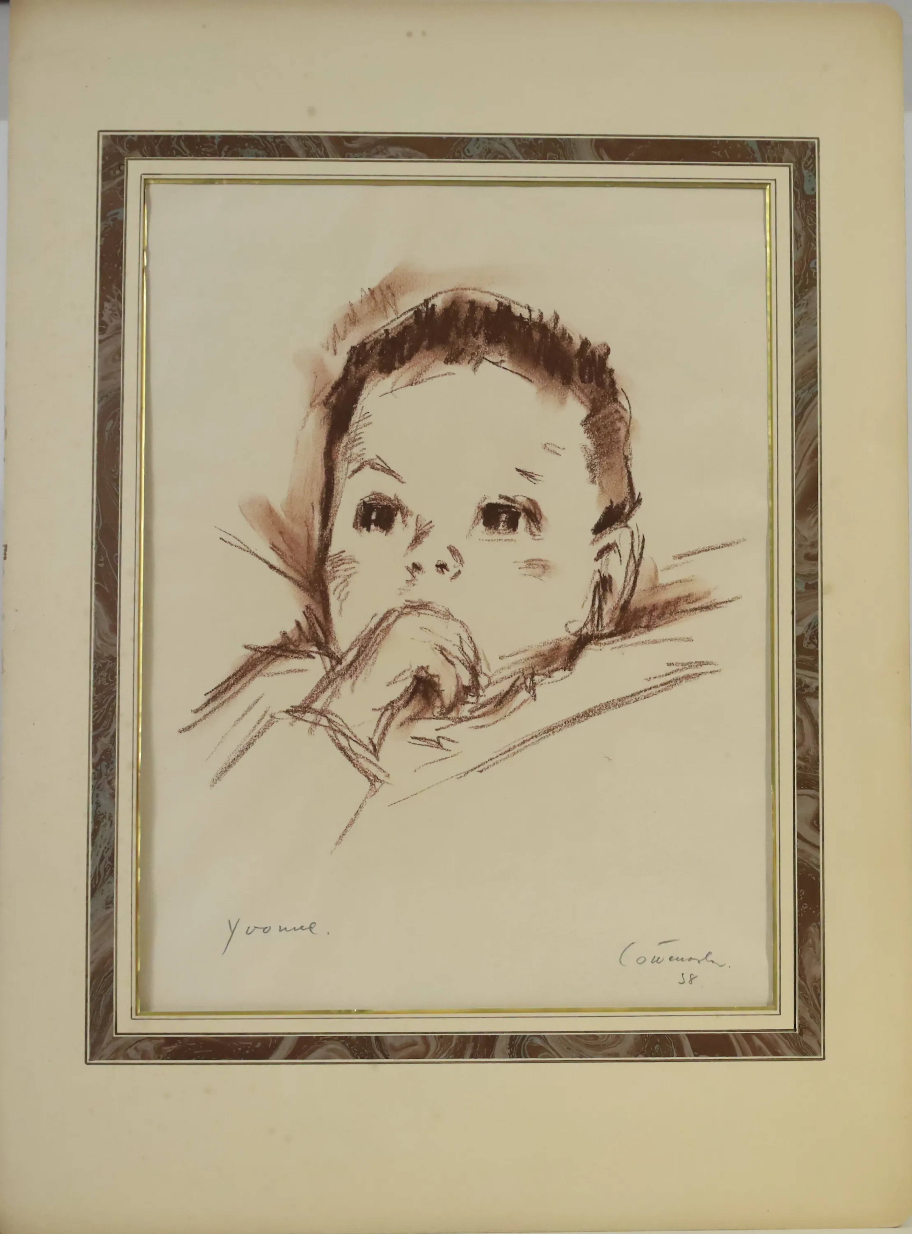 KJELL LÖWENADLER. (1905-1993). porträtt blandteknik på papper, signerad