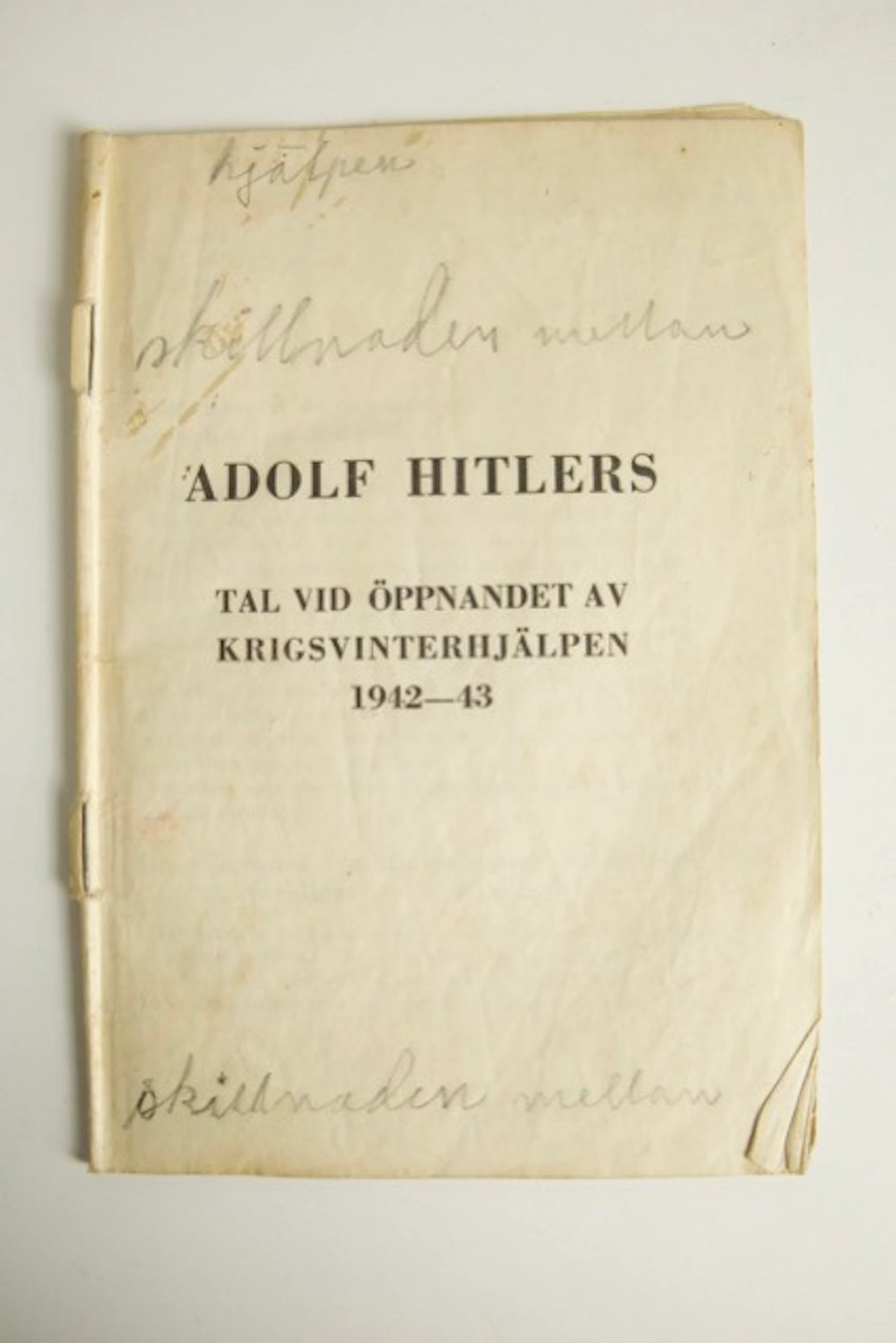 Historisk folder 1942 – Tal vid Krigsvinterhjälpen