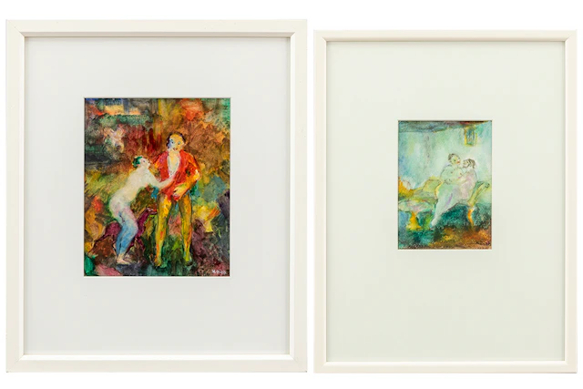DIELS HERMAN twee aquarellen, telkens met figuren - 22 x 18 en 15