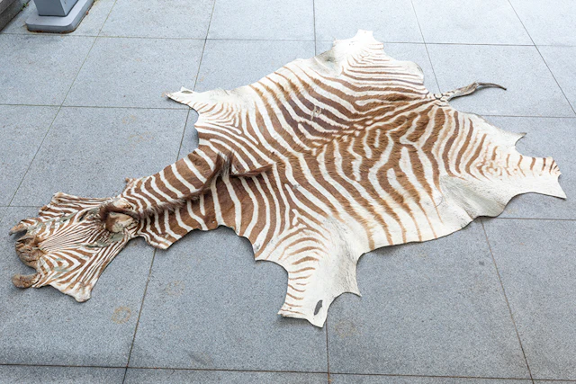 Vel van een steppezebra (Equus Quagga) - vertoont kleine gaatjes waar