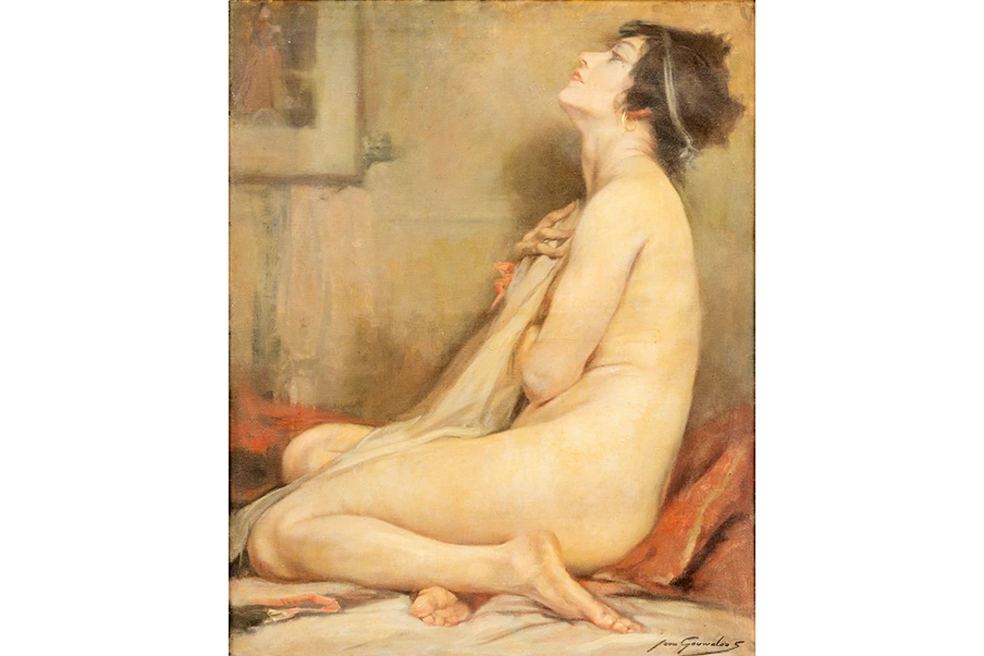 GOUWELOOS JEAN-LÉON (1868 - 1943) olieverfschilderij op doek : "Vrouwelijk
