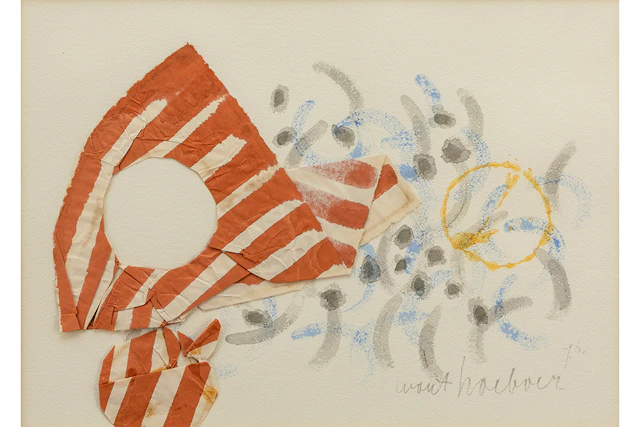 HOEBOER WOUT (1901 - 1983) werk in gemengde techniek met collage :
