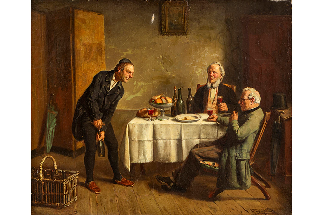 MEERTS FRANZ (1836 - 1896) olieverfschilderij op doek : "Drinkebroers