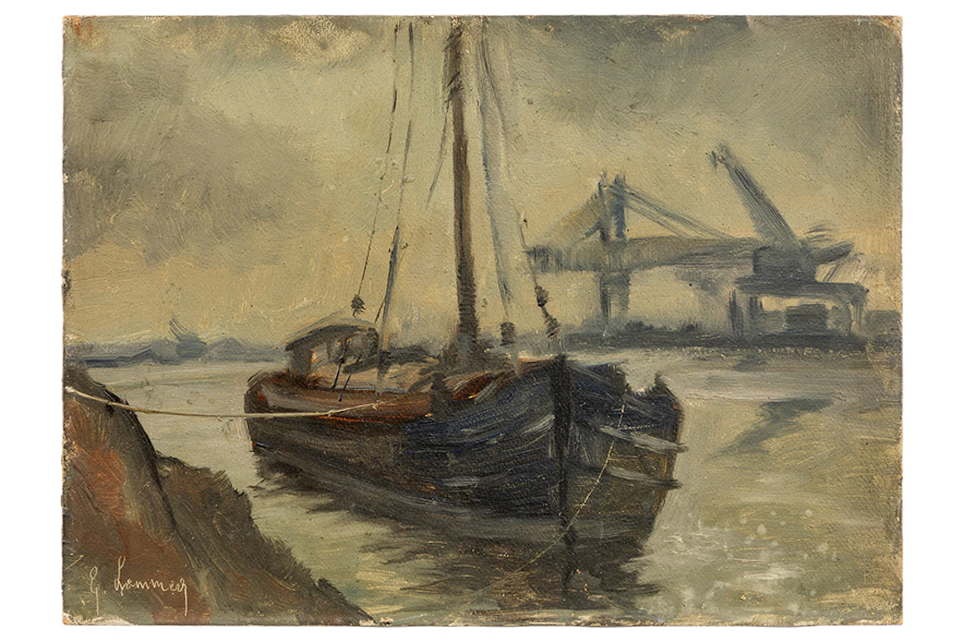 LEMMERS GEORGES (1871 - 1944) olieverfschilderij op board : "Sloep