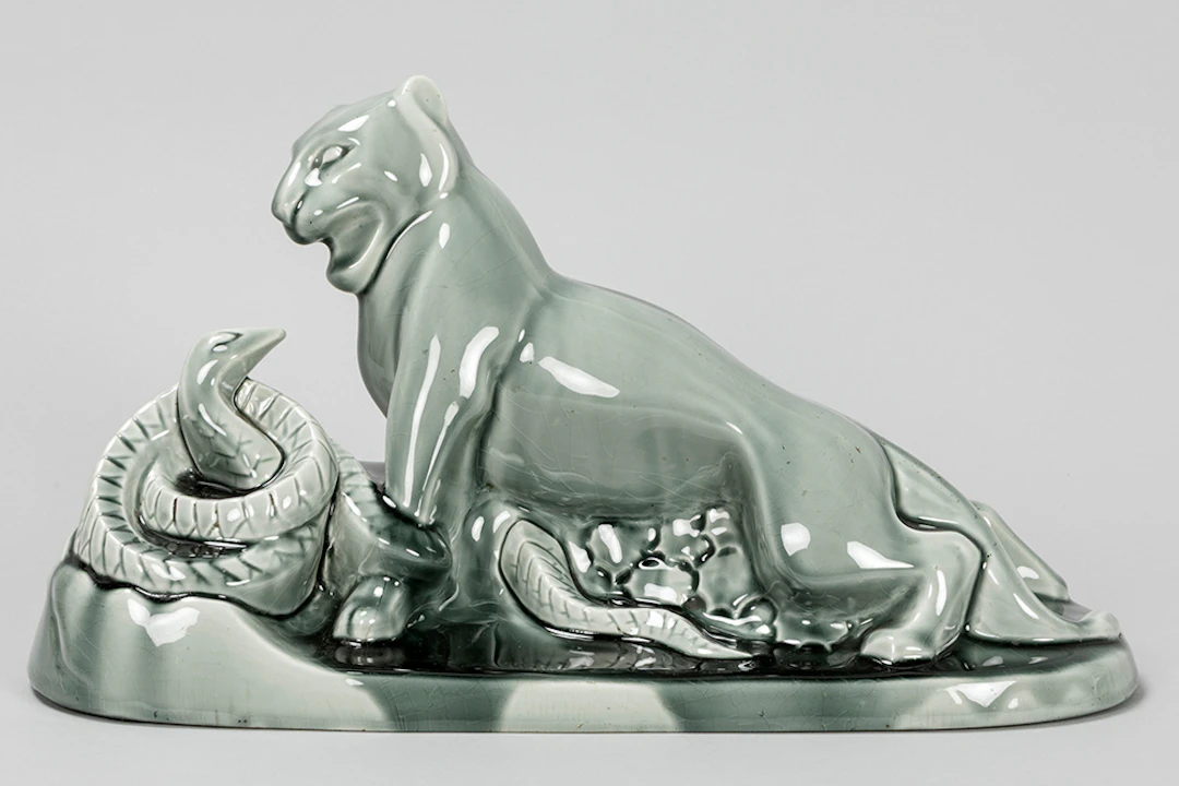 CATTEAU CHARLES (1880 - 1966) zeldzame Art Deco-sculptuur in faïence