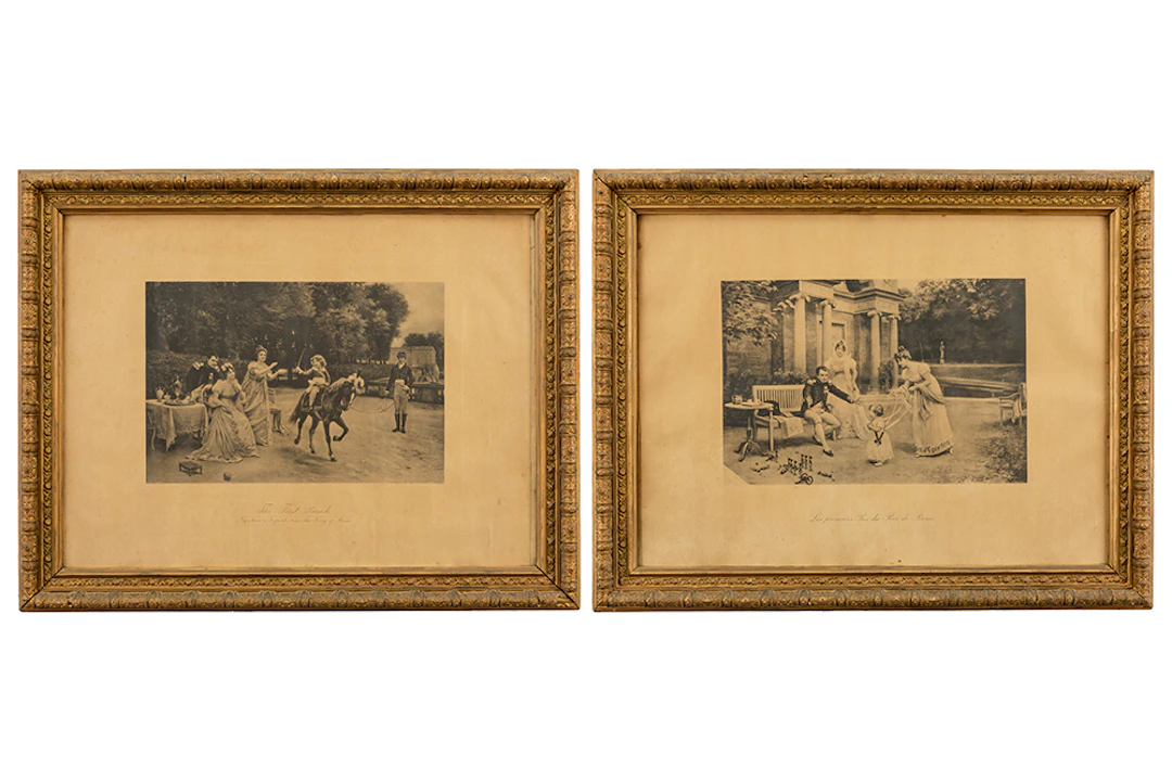 Twee negentiende eeuwse litho's met scènes uit het leven van Napoleon