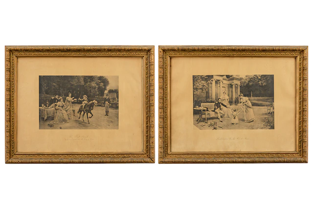 Twee negentiende eeuwse litho's met scènes uit het leven van Napoleon