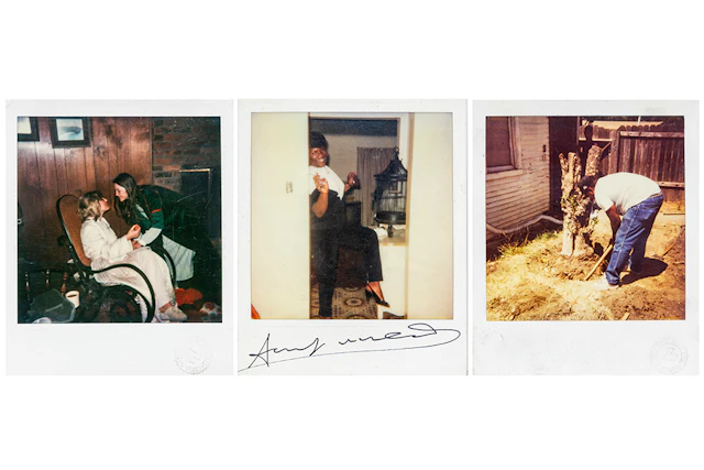 WARHOL ANDY (1928 - 1987) lot van drie polaroid foto's in kleur, waarvan