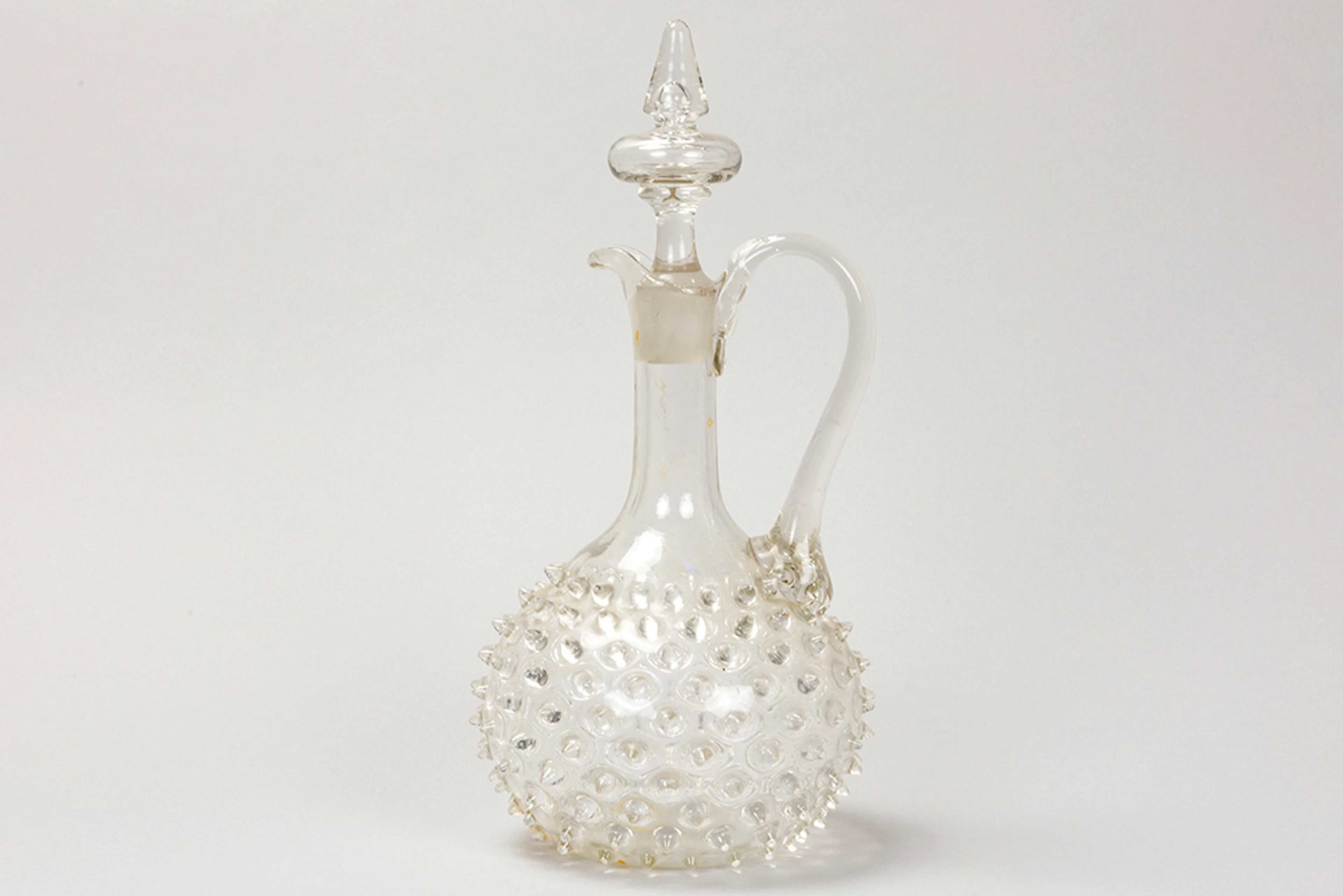 Antieke Luikse karaf in kleurloos glas - hoogte : 30 cm / antique