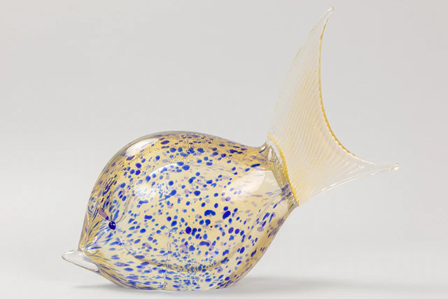 Vintage sculptuur in Murano-glas : "Exotische vis" - hoogte : 28 cm