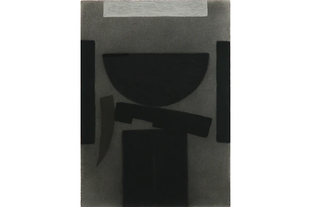 LECLERCQ GUY (° 1940) werk in gemengde techniek met een abstracte