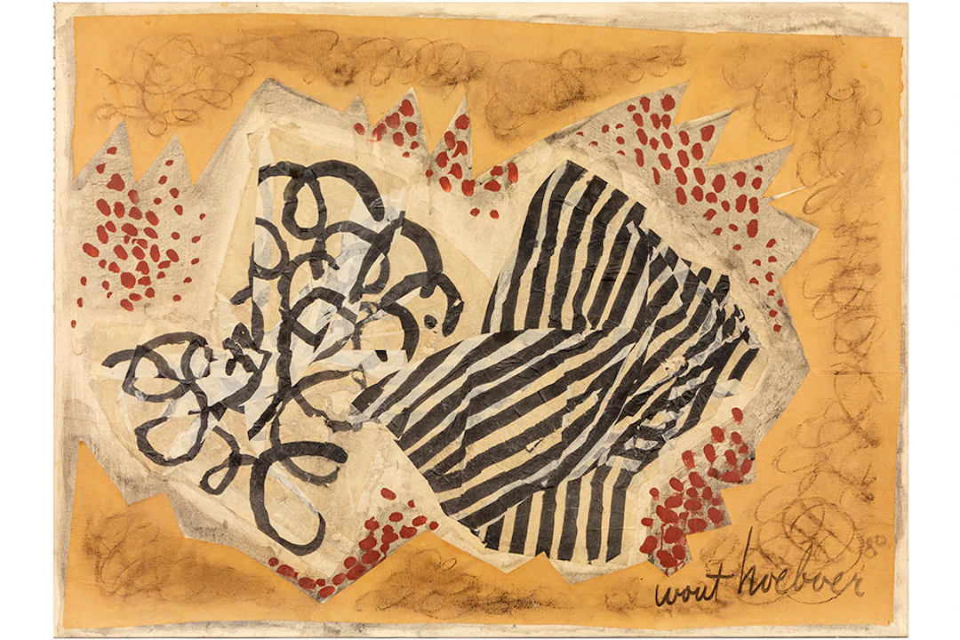 HOEBOER WOUT (1901 - 1983) werk in gemengde techniek met collage op