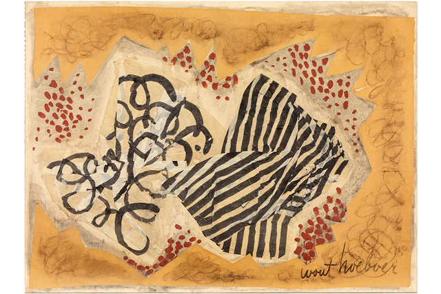 HOEBOER WOUT (1901 - 1983) werk in gemengde techniek met collage op