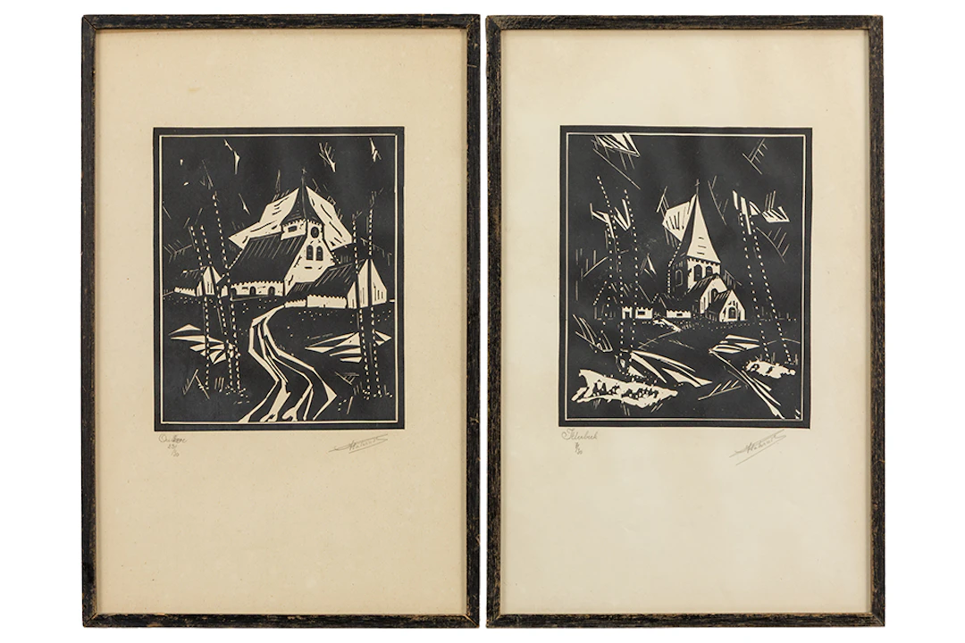 PATERNOT ANDRÉ (1894 -1968) lot van twee houtsnedes - 41 x 26 getekend