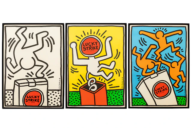 HARING KEITH (1958 - 1990) drie silkscreens van drie van de vijf ontwerpen
