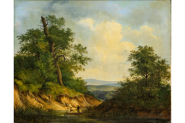 CALAME ALEXANDRE (1810 - 1864) (CH) olieverfschilderij op doek : "Bosrijk