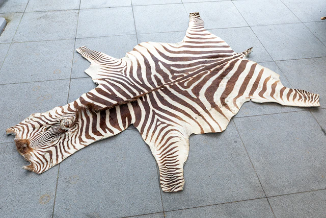 Vel van een steppezebra (Equus Quagga) - vertoont kleine gaatjes waar