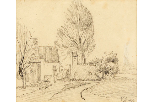 HUYS MODEST (1875 - 1932) tekening : "Inkompoort van een huis" - 18