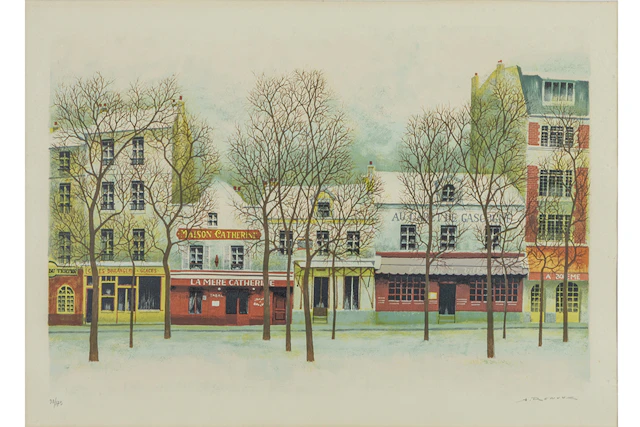 RENOUX ANDRE (1939 - 2002) kleurlitho n° 98/175 : "Zicht van Parijs"