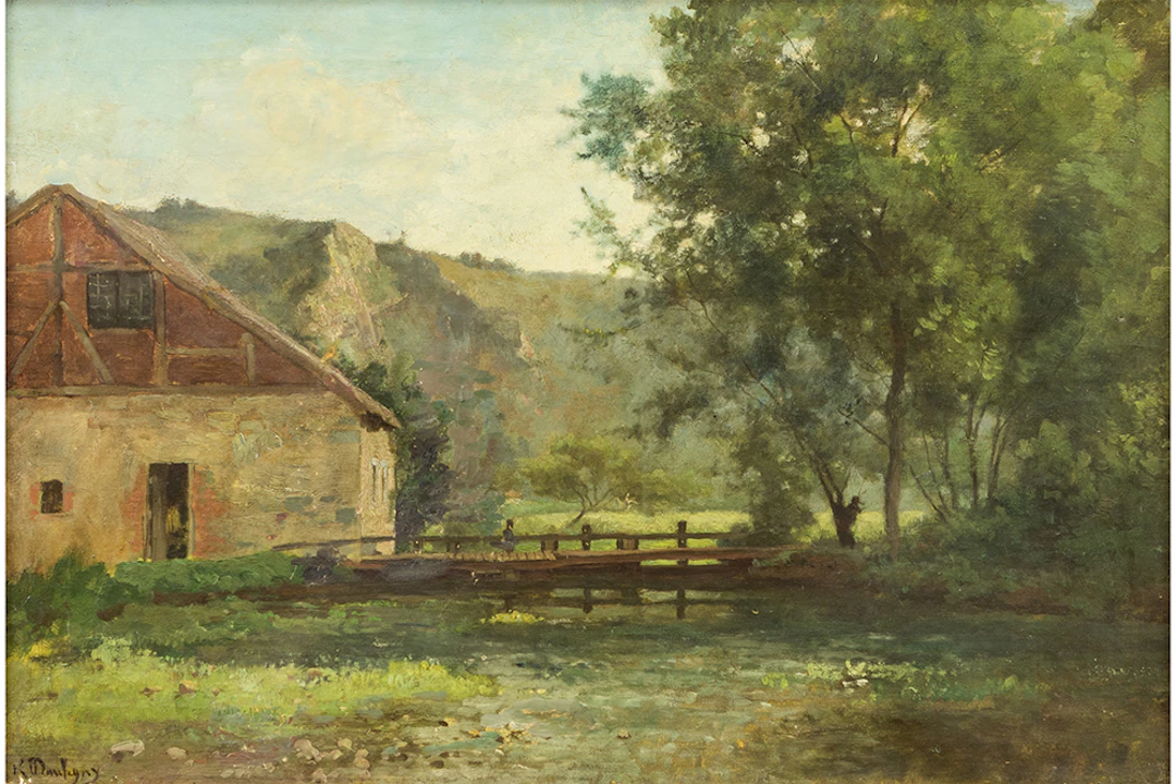 DAUBIGNY KARL PIERRE (1846 - 1886) olieverfschilderij op doek (herdoekt)