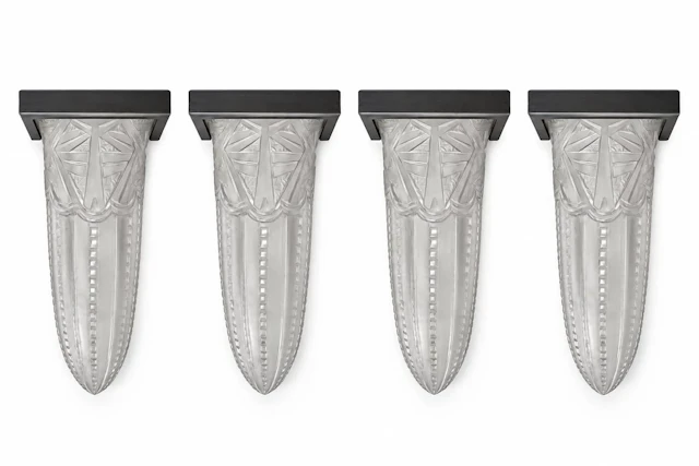 VAL SAINT-LAMBERT – SET OF FOUR ART DECO WALL SCONCES, CA. 1 - Lot 86