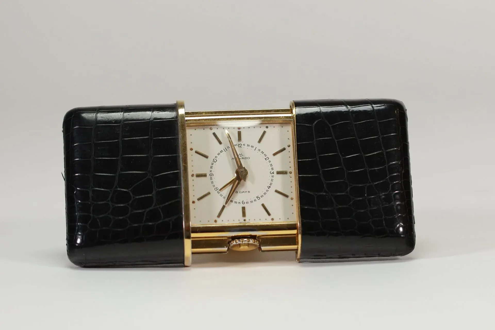 MOVADO – “Ermeto” travel clock, large model, with black croc - Lot 217
