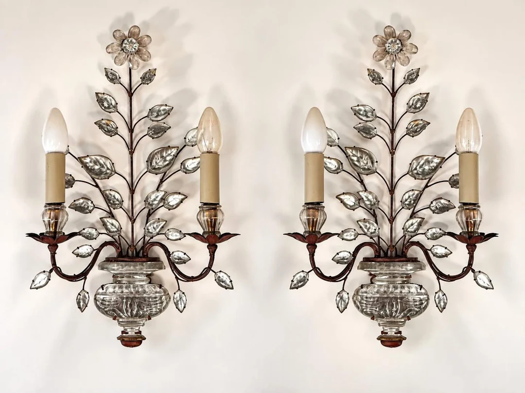 MAISON BAGUÈS – Pair of two-light wall sconces in patinated - Lot 63