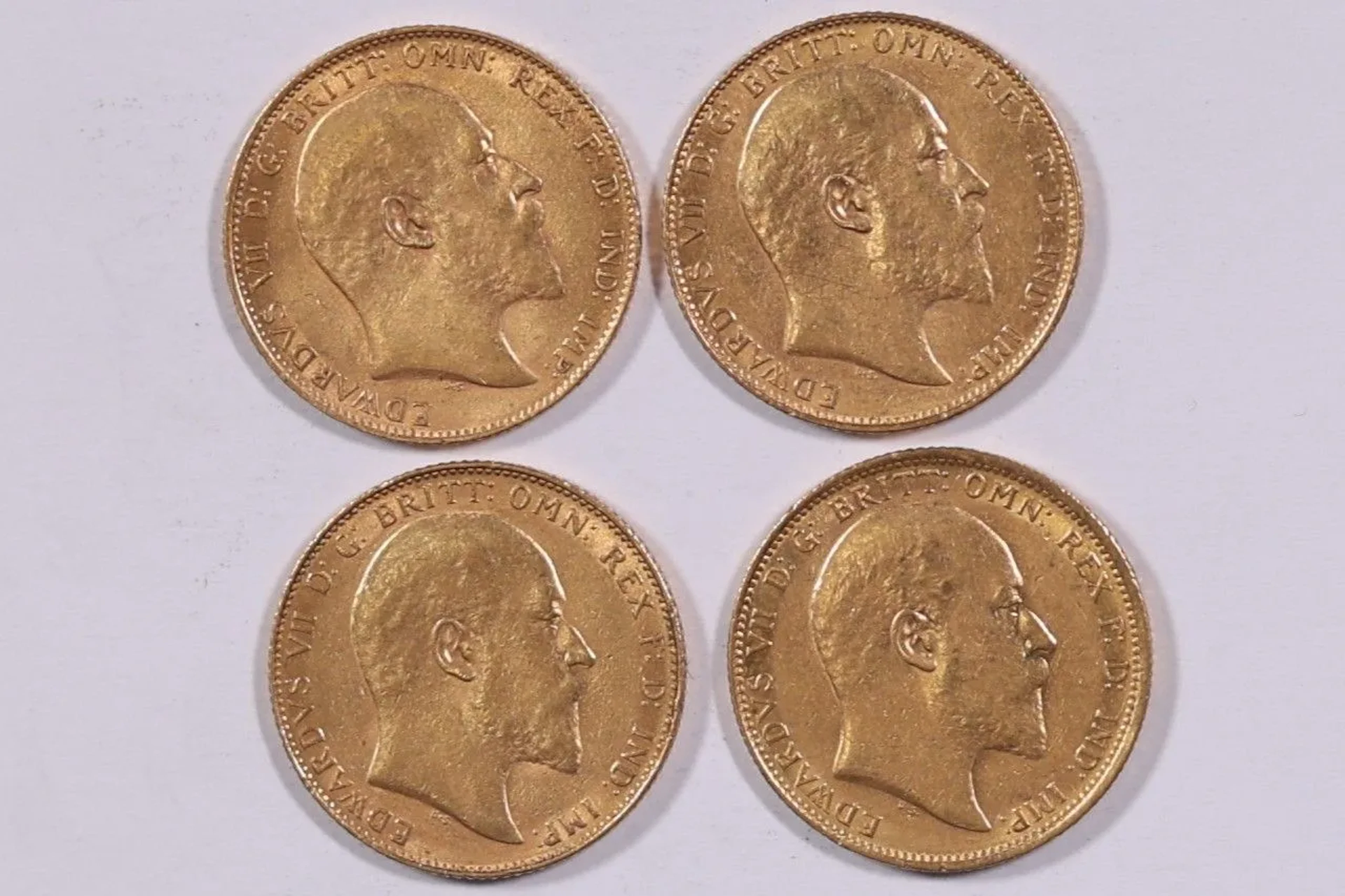 ROYAUME-UNI — ÉDOUARD VII — Ensemble de quatre souverains en - Lot 231