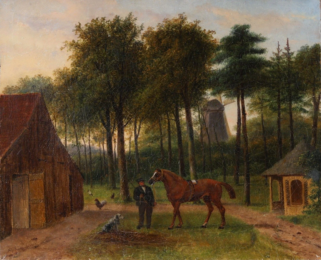 Nicolaas ROOSENBOOM (1805-1880) – Scène de ferme au cheval. - Lot 165