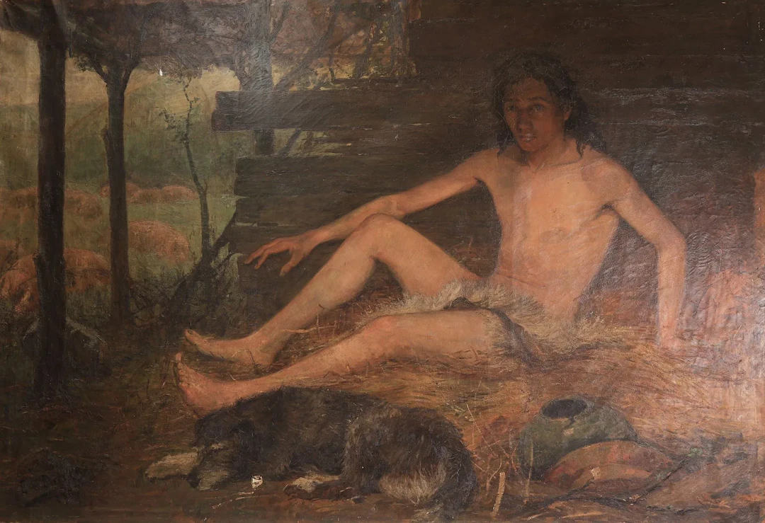Émile DECKERS (1885-1968) – Jeune homme dénudé au repos avec - Lot 171
