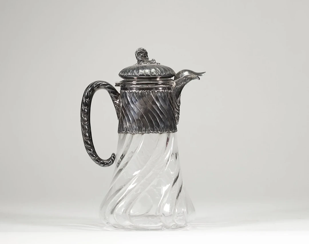 Crystal and silver pitcher, circa 1900 - Lot 131