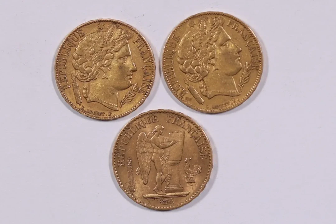 FRANCE — Ensemble de trois pièces de 20 francs en or compren - Lot 227