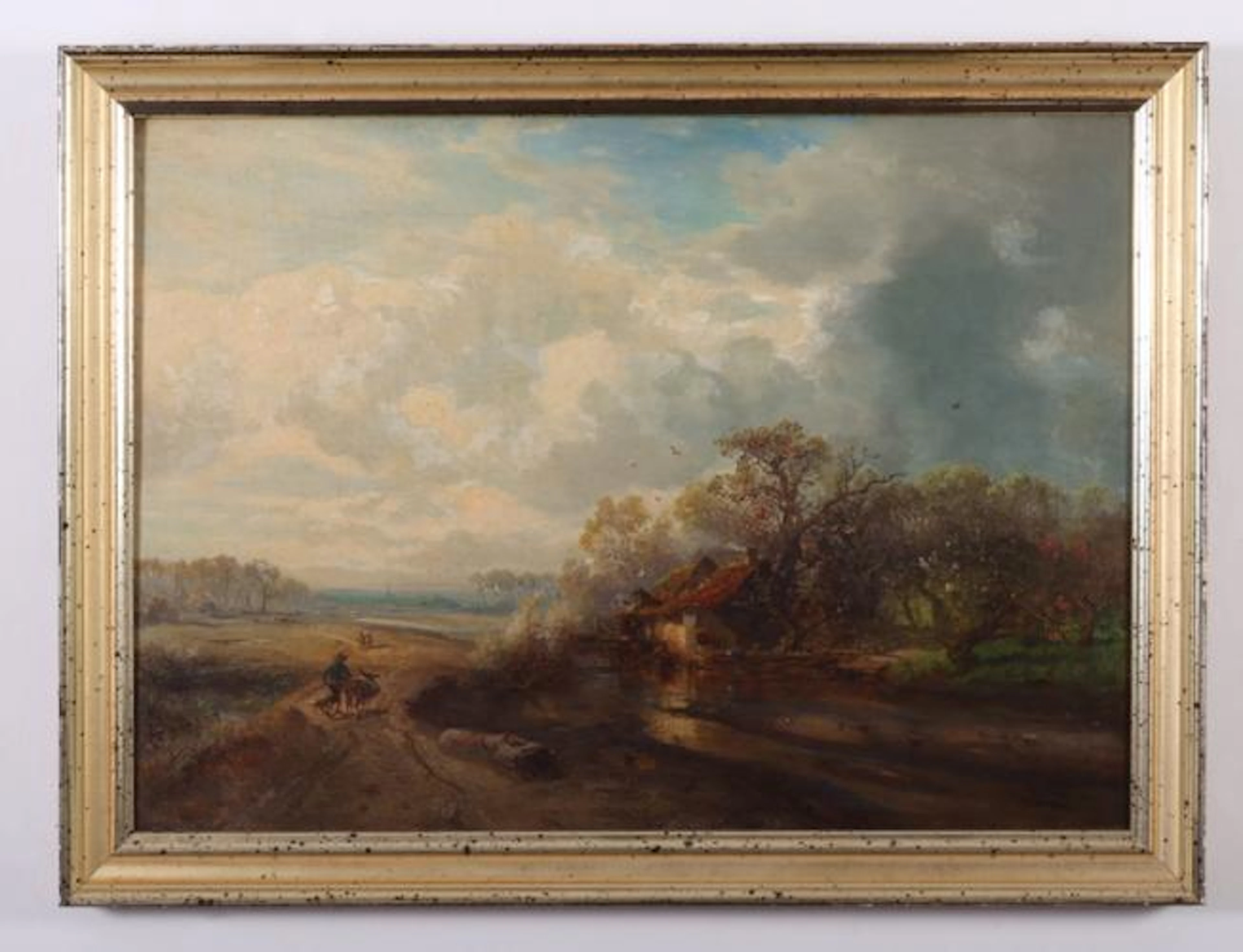 Niederrheinische Landschaft mit Gehöft und Staffage - Carl Hilgers