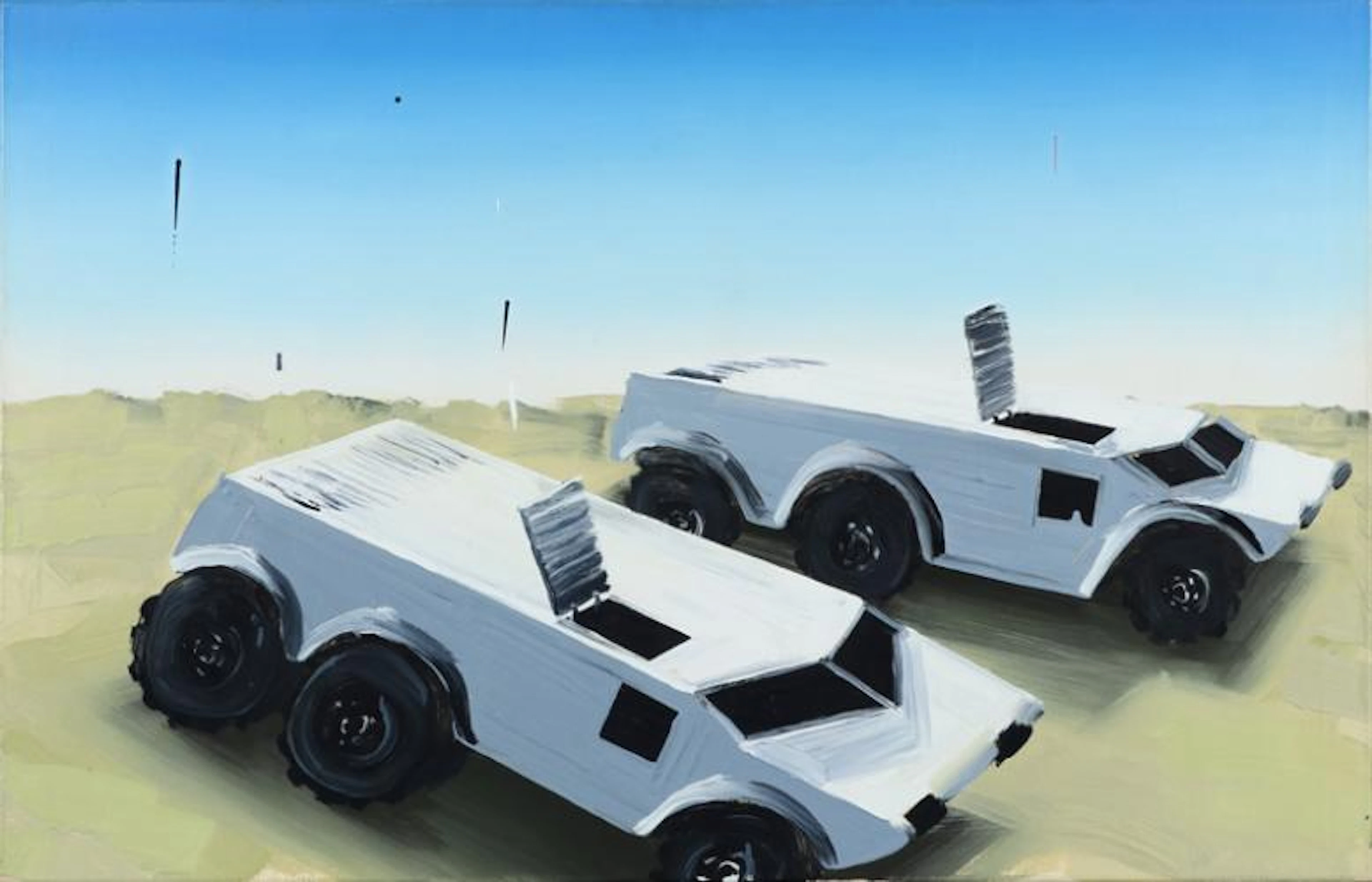 ohne Titel (zwei Bundeswehr-Spähwagen in der somalischen Wüste) - Dirk Skreber