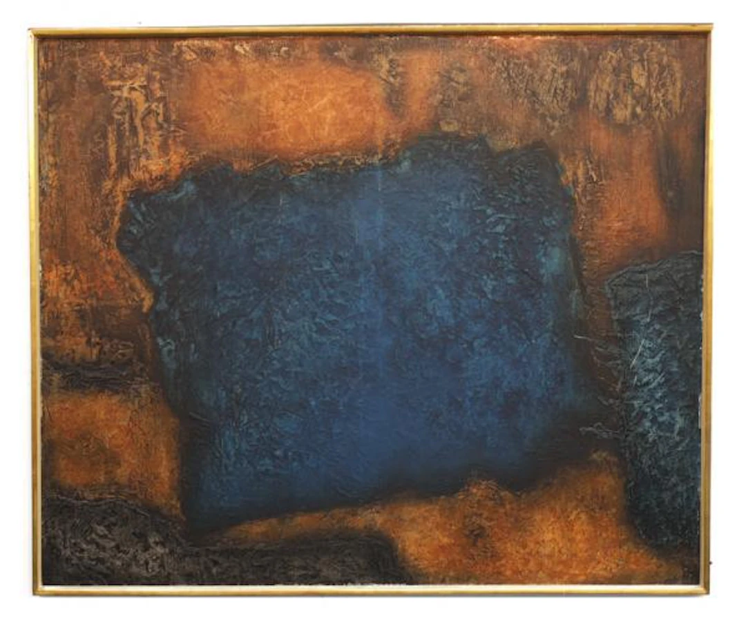 ohne Titel (Komposition mit blauem Rechteck) - Peter Royen