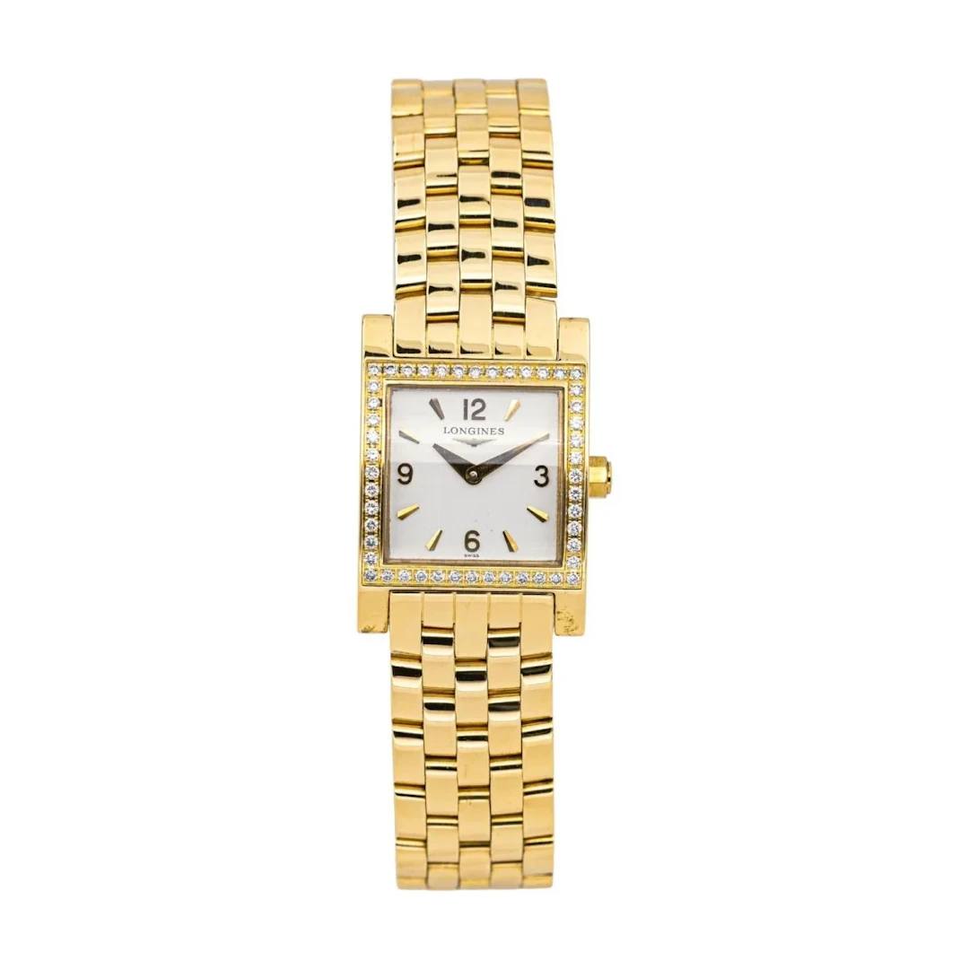 LONGINES "Dolce Vita Square" watch in yellow gold, quartz and diamonds