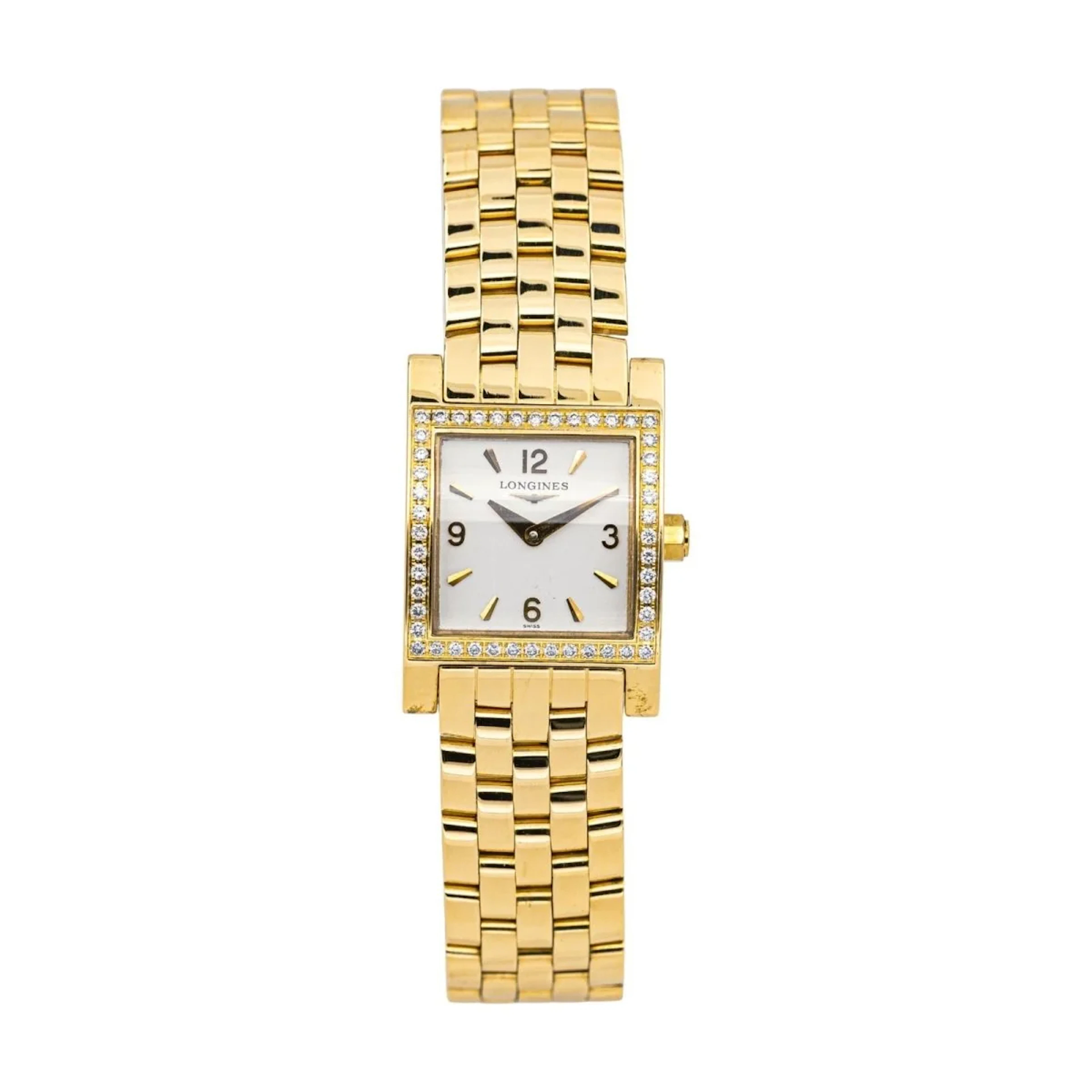 LONGINES "Dolce Vita Square" watch in yellow gold, quartz and diamonds