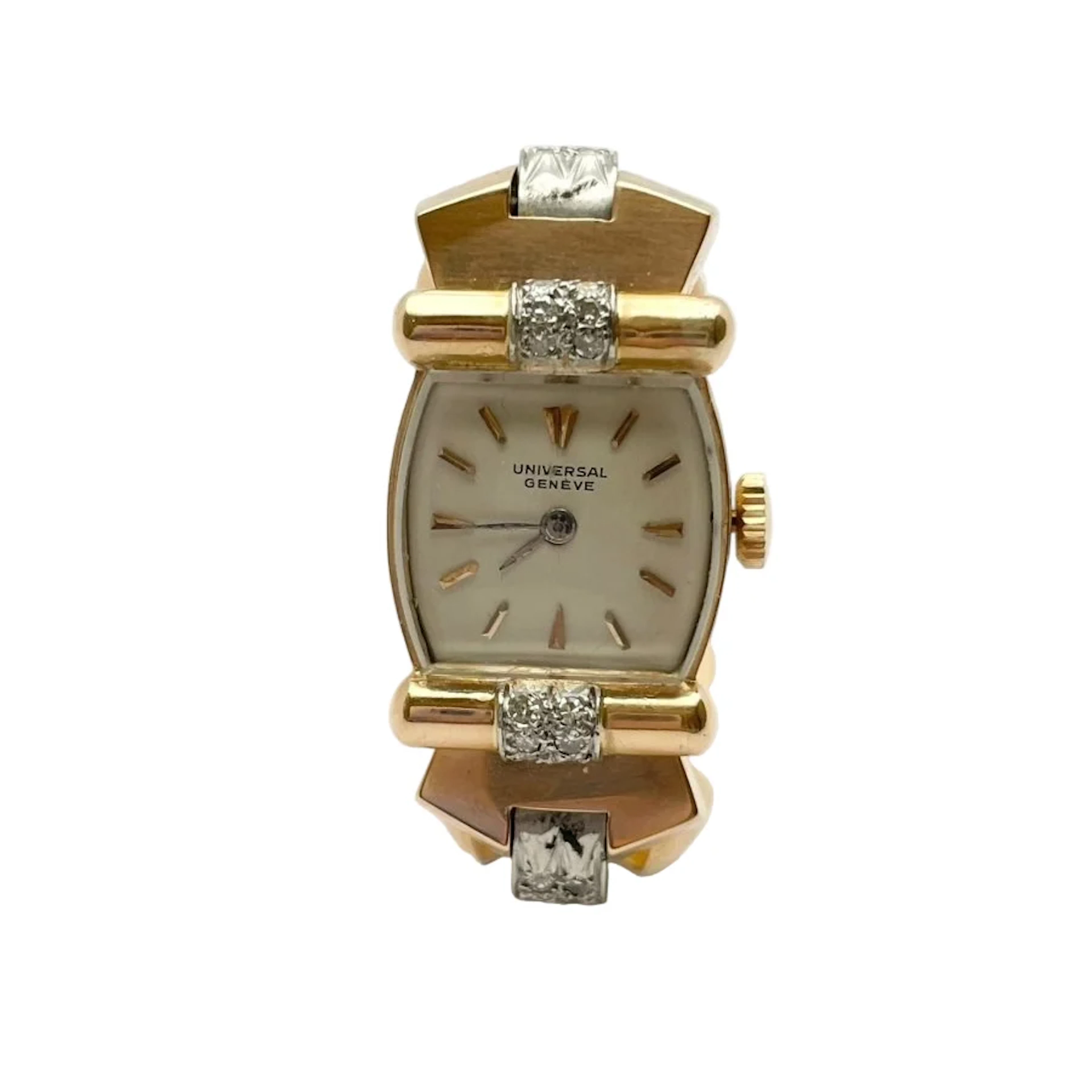 UNIVERSAL GENEVE watch in yellow gold, rubies and diamonds