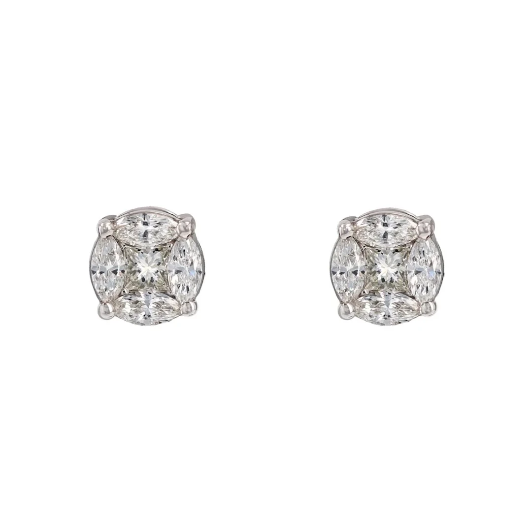 White Gold and Diamond Stud Earrings